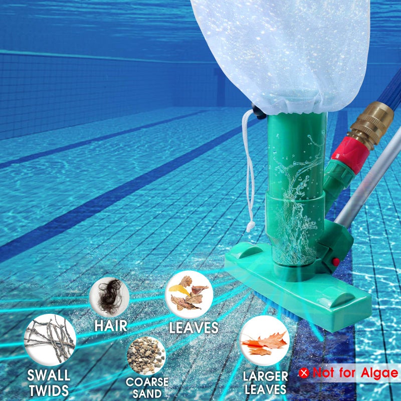 POOLWHALE Portable Pool Vacuum Jet Underwater Cleaner W/Brush,Bag,6 Section Pole of 56.5"(No Garden Hose Included),for Above Ground Pool,Spas,Ponds & Fountains - Image 5